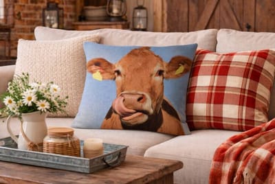 Canvas Countryside Cows Collection Kussenhoes - Koe - Koeien - 45x45 cm