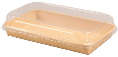 50x Sushi tray karton + deksel 220mm x 137mm x 25mm Kraft - food diner vis themafeest party