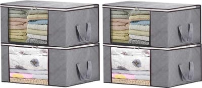 SUNMOOL Opbergzak Organizer - Opbergtas en Organiser voor Dekbed en Kleding - Opvouwbaar - Grijs - 4 Stuks