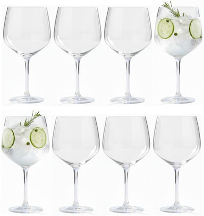 Excellent Houseware Gin Tonic glazen - 8x stuks - glas - 610 ml - met streep - gin tonic - cocktailglazen