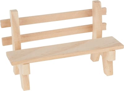 Miniatuur bank - Houten meubel - Mini tuindecoratie - Onbehandeld hout - 9x4x55cm - Beige