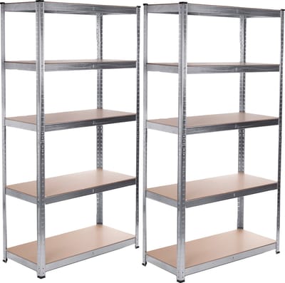 GreenBlue - Set van 2 - 5 planken - Opbergrek / Stellingkast -voorraadkast -Magazijnstelling - 180x90x40cm - Metaal