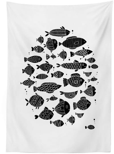 ABAKUHAUS Tafellaken – 140x240 cm – Zwart/Wit – Satijn
