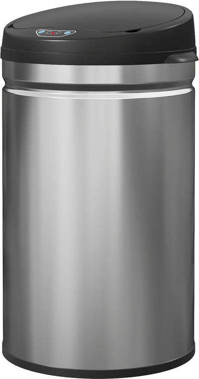 Killogood Sensorbediende afvalbak van 30 liter met softclose-functie - contactloos roestvrij staal - geschikt voor hygiënische keukens.