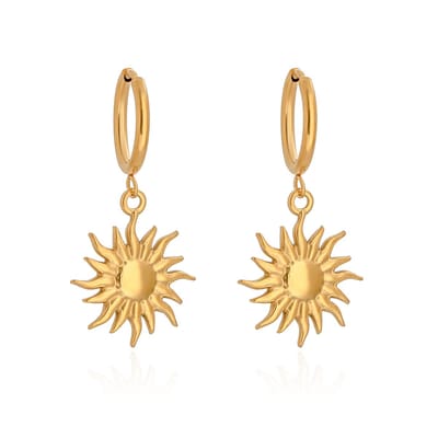 Marama - Oorbellen Sun Gold - goud plated - oorhangers - damesoorbellen - rvs - nikkelvrij - glanzend - feestelijk