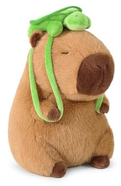 shownicer Knuffeldier, capibara, knuffeldier met schildpad, Kawaii Capybara, pluche kussen, speelgoed, watervarken, pluche werpkussen, cadeau voor kinderen, meisjes van 12+ jaar, schildpad, 45 cm