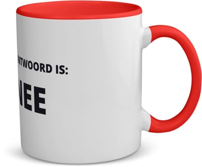 Akyol - mijn antwoord is nee koffiemok - theemok - rood - Collega - cadeau collega - cadeau - kantoorhumor - grappige cadeau - 350 ML inhoud