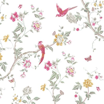 Laura Ashley Summer Palace Fotobehang - Bloemen en Dieren - 280x300cm - Roze