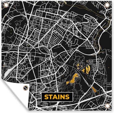 Tuin poster Kaart - Frankrijk - Stadskaart - Plattegrond - Stains - 200x200 cm - Tuindoek