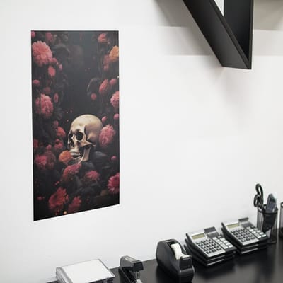 Poster Poster Doodshoofd met bloemen, A0 Synaps posterpapier