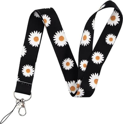 Knaak Keycords - Stevig Keycord met Bloemen - Lanyard - Sleutelhanger - Sleutelkoord - 1 Stuk - Wit