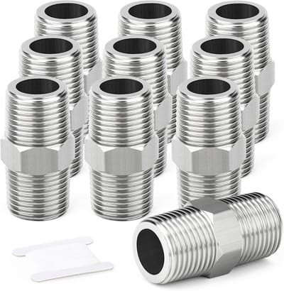 Pijp Verbindingsstuk - Zeskantnippel Koppeling - Industriële Pijpleidingen - Roestvrij Staal 304 - 1/4" BSP