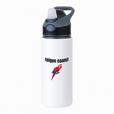 Hacebo® - papegaai met eigen naam waterfles met rietje zwart - Papegaai - papegaai liefhebbers - iemand die houdt van papegaaien - verjaardag - cadeau - kado - water fles - 650ML