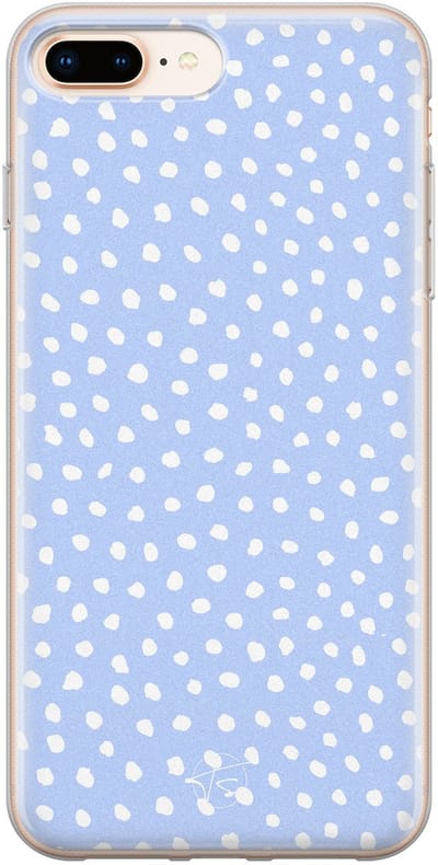 Hoesje geschikt voor iPhone 8 Plus - Lila stippen - Soft Case - TPU - Gestipt - Paars - Mooie Telefoonhoesjes