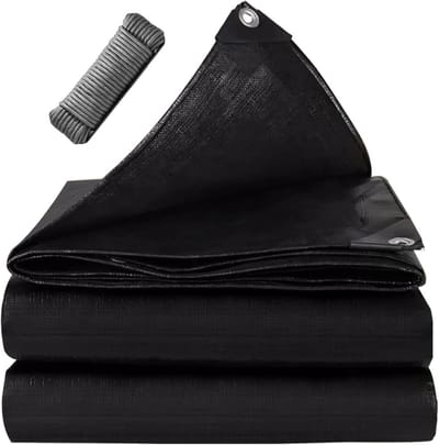 Dekzeil Polyester - Afdekzeil Scheurvast - Buiten Beschermen - UV-Gestabiliseerd Waterdicht - 3.2 x 4 Meter - Zwart