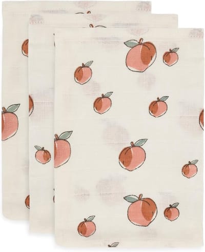 Face Cloths Peach White Set of 3 - 15 x 20 cm - Jollein hydrofiele washandjes