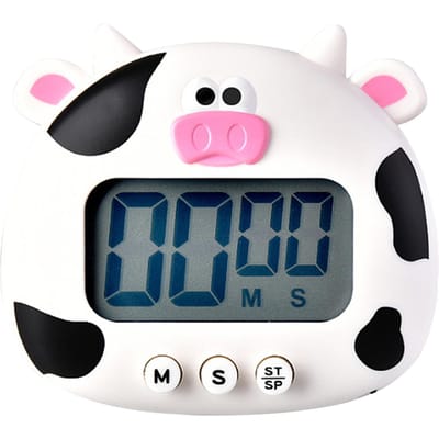 Digitale keukentimer Leuke dierentimer met sterke magneet Achterkantstandaard Luid alarm Groot scherm Type 1(Calf) wit