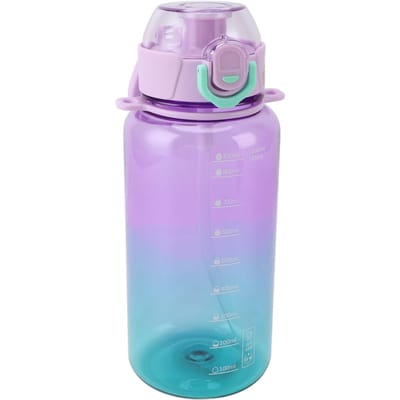 Sport Waterfles 1000ml Lekdicht Afneembaar Rietje Draagbare Waterbeker met Handvat Schouderriem voor Studenten paars