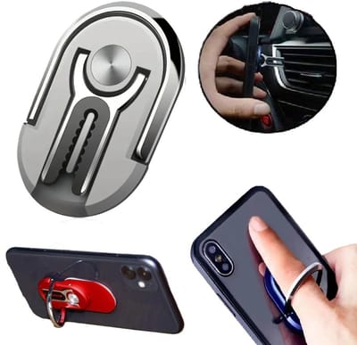 4-in-1 360° Flexibele Clip Telefoonhouder – Nano Suction Houder | Smartphone Stand | Ring Houder | Telefoon Button I Zilver