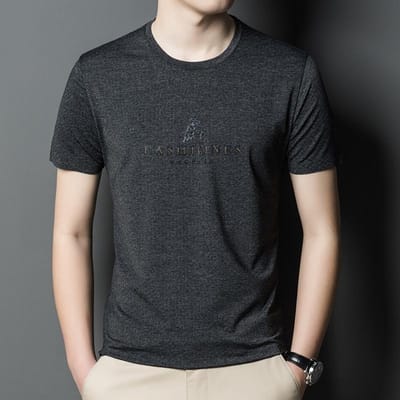T-shirt imprimé à manches courtes pour homme, col rond, décontracté, manches mi-longues, tendance estivale, ample, coupe fine XXXXL black