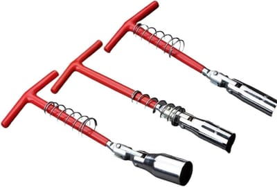 Bougiesleutel Set - Motor Gereedschap - Motor Onderhoud - T-Handvat Ontwerp - 14 16 21mm - Zilver Rood