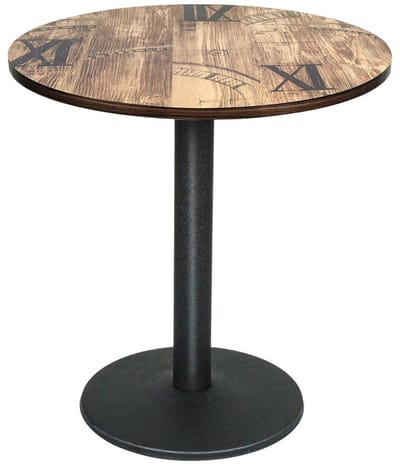 Linkforu - Eettafel Rond - Bistro Tafel - Vintage Houtlook - Stabiele Stalen Voet - Ideaal Voor Terras - Balkon – 70 cm