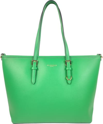 Flora&Co - Handtas - shopper - geschikt voor A4 - met extra lange riem - soft - groen - Ideaal voor school- of werktas.