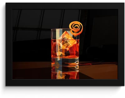 Poster in lijst - Fotolijst 30x20 cm - Posters - Glas - Ijsblokjes - Drinken - Bruin - Posterlijst zwart - Decoratie - Wanddecoratie woonkamer - Muurdecoratie slaapkamer - Kerstversiering - Kerstdecoratie voor binnen - Kerstmis