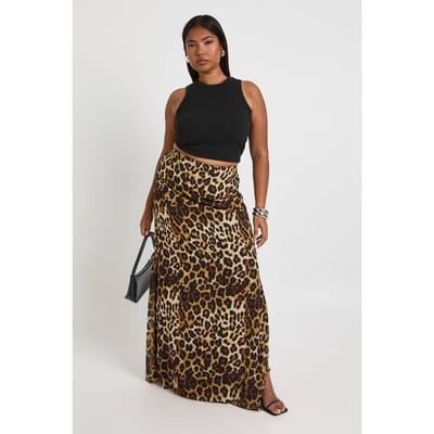 boohoo Dames Plus Leopardprint Geweven Maxi-Rok | Luipaardprint | Maat: 46
