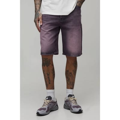 Lange Relaxed Getinte Denim Shorts | Pink | Size 32