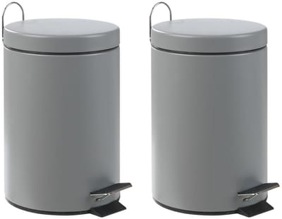Pedaalemmer afvalemmer - Cosmetica emmer - Hygiënisch werken - Praktische 2-delige set - 3 liter inhoud - Grijs
