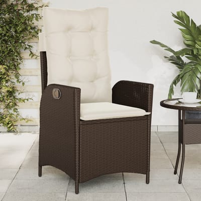 vidaXL - Tuinstoel - verstelbaar - met - kussens - poly - rattan - bruin