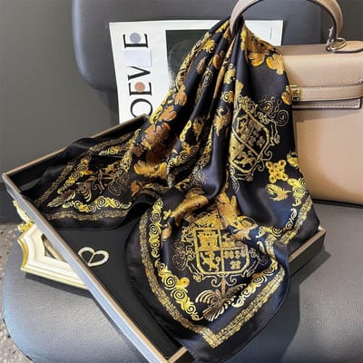 Natuurlijke Zijden Sjaal Dames Nek Haar Pashmina Foulard Vrouwelijke Bandana Sjaals Hijab Sjaal Wraps Vierkante Zakdoek Real Silk 65x65cm black
