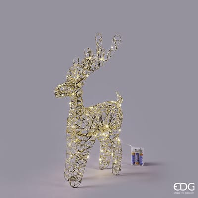 EDG - Enzo De Gasperi - Rendier LED Kerst – Goudkleurig vlechtwerk - H50 D13 L27