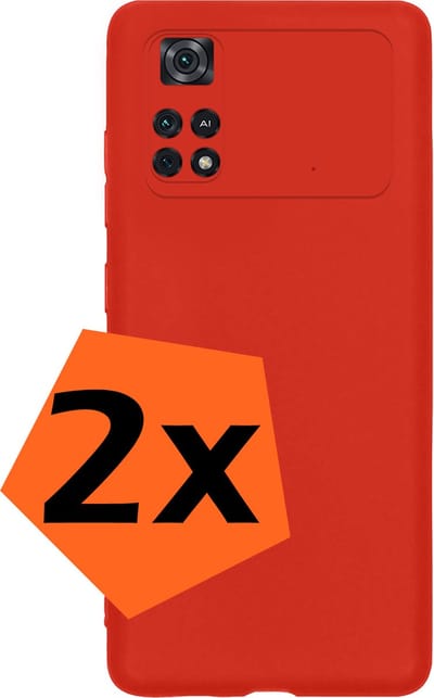 Hoes - 2 Stuks - Geschikt voor Xiaomi Poco X4 Pro 5G - Sterk & Shockproof - Case Siliconen - Back Cover - Telefoon Hoes - Rood