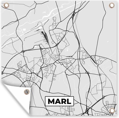 Tuin poster Marl - Kaart - Stadskaart - Duitsland - Plattegrond - 200x200 cm - Tuindoek