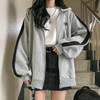 Dames Hoodie Pluche Jas Capuchon Warmte Herfst Winter Rits Oversized Hoodies Lange Mouw Los Grijs Casual Rits Capuchon Sweatshirts S white