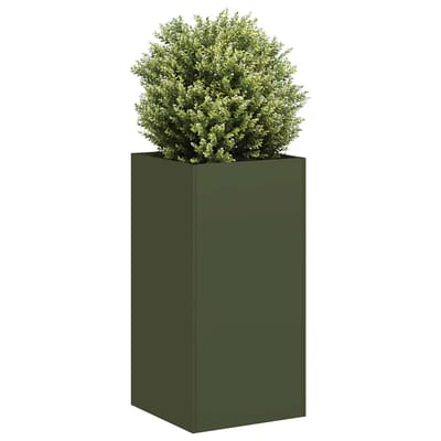 vidaXL - Plantenbak - 40x40x80 - cm - koudgewalst - staal - olijfgroen