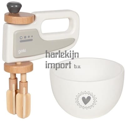 GOKI Speelgoedkeuken - Handmixer Met Mengkom - 14,5X19,5Cm - Hout - 3 Jaar
