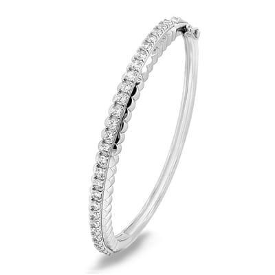Juwelier Zwartevalk - Zilveren (gerhodineerd) bangle met zirkonia stenen - 26.044