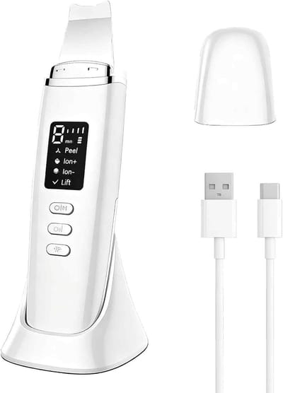 longziming -Ultrasone Gezichtsreiniger & Poriereiniger – 4 Modi – LED-Display – Rood & Blauw Licht – Diepe Reiniging & Dagelijkse Huidverzorging