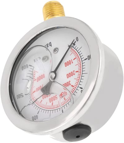 Allecto - Hydraulische Manometer - 63 Mm Wijzerplaat - Draagbaar Meetinstrument - 0-600 Bar - Metalen Behuizing - Nauwkeurige Metingen - Geschikt v...