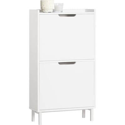 SoBuy FSR151-W Schoenenkast Wit - Houtcomposiet met 2 Kleppen & Opbergruimte