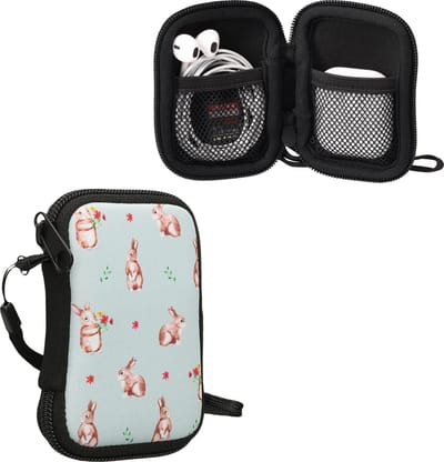 kwmobile hoesje voor draadloze oordopjes - Compatibel met in-ear Headphones - - In Konijntjes en Bloemen design