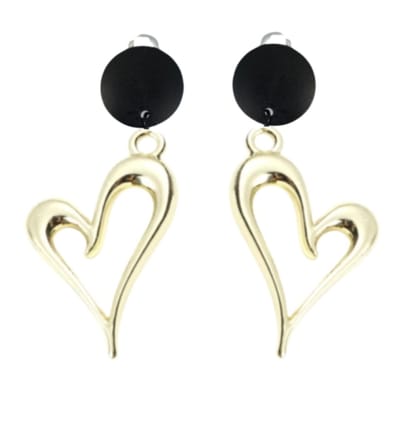 Clip oorbellen -Montana -Goudkleurig -hart -zwart- geen gaatje- Charme Bijoux