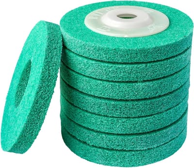 Polijstschijf Nylon Fiber - Schuurwiel Slijpschijf - Metaal Bewerken - Non-woven Materiaal - 100mm Diameter - Grijs