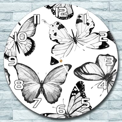 Coloray Wandklok - Vlinders Klok Glas - 30fi cm - Zwart Wandklok - Wandklok Ronde - Wandklok Klassiek - Wandklokken Woonkamer - Stille Wandklok