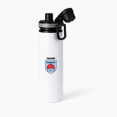 Hacebo® - swimming met je eigen naam waterfles met draaidop grijs - sport liefhebbers - mensen die houden van zwemmen - zwemdiploma - zwemcadeau - verjaardagscadeau - verjaardag - cadeau - kado - geschenk - gift - water fles - 850ML