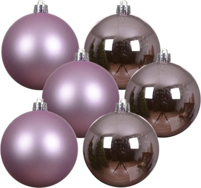 Decoris kerstballen - 24x stuks - 6 cm - lila paars -kunststof -kerstversiering