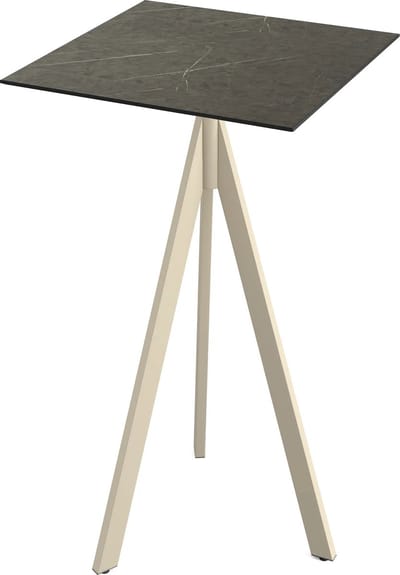 Essentials Infinity Tripod Statafel Zand Frame + Midnight Marble HPL 70x70 cm - 140061677 - Horeca & Professioneel